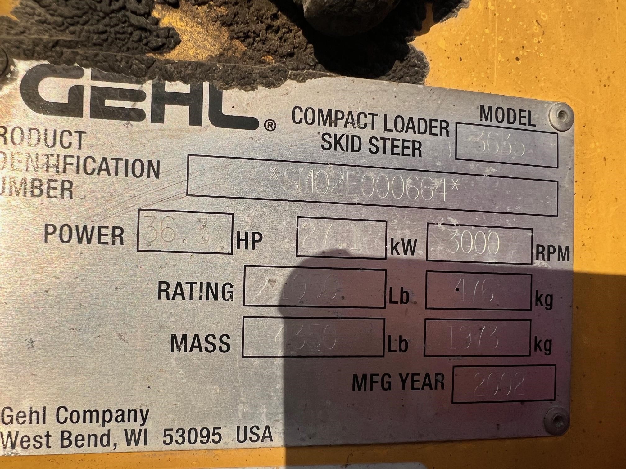 2002 Gehl 3635